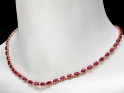 14K Yellow Gold 22.85ct Ruby and 1.05ct Diamond Necklace