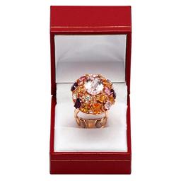 14k Rose Gold 7.50ct Morganite 5.78ct Sapphire 0.58ct Diamond Ring