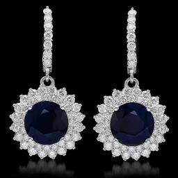 14K Gold 8.37ct Sapphire 2.86ct Diamond Earrings