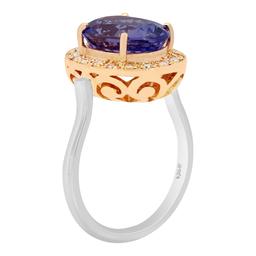 14k Rose & White Gold 5.05ct Tanzanite 0.42ct Diamond Ring