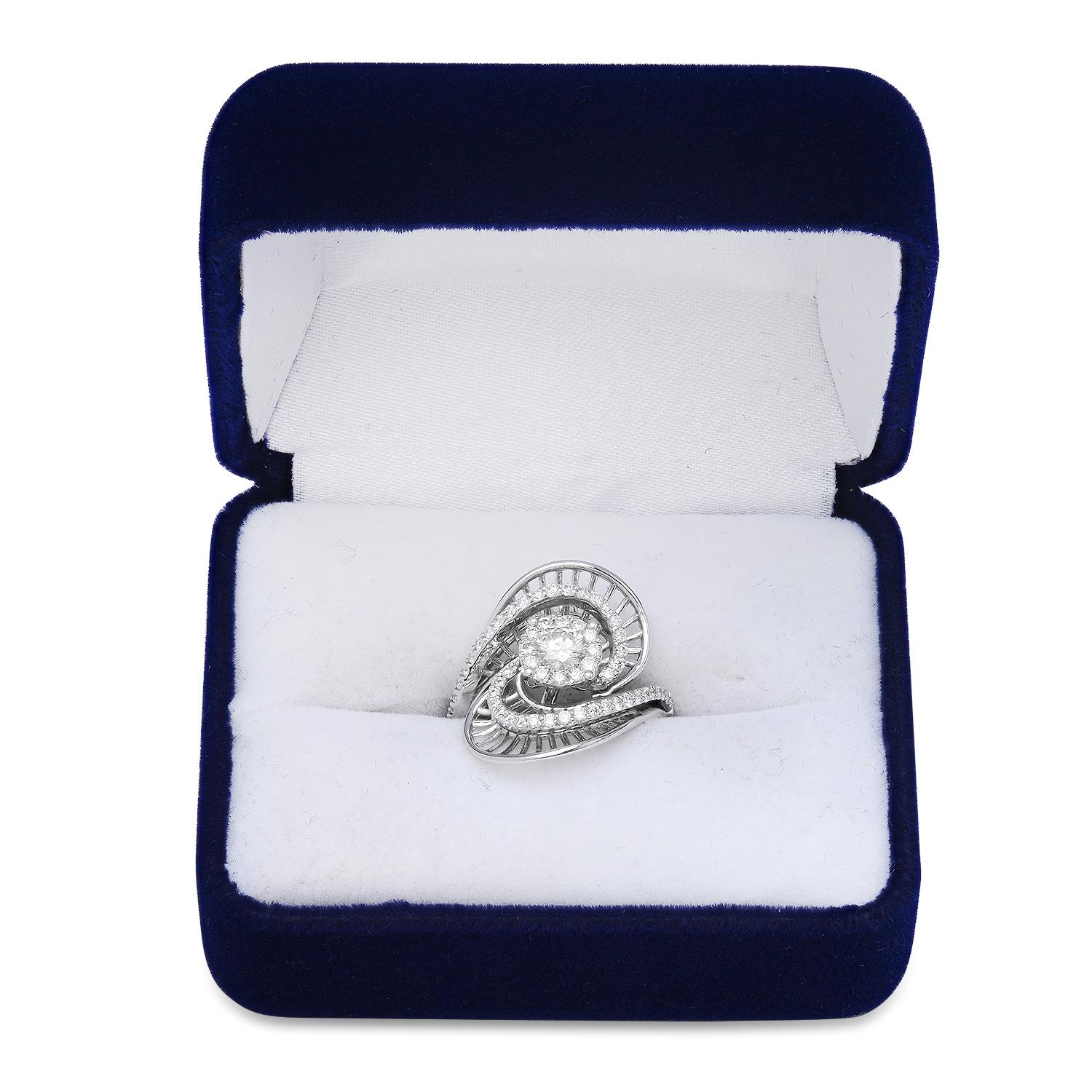 14K White Gold Setting with 0.40ct Center Diamond and 1.05tcw Diamond Ring