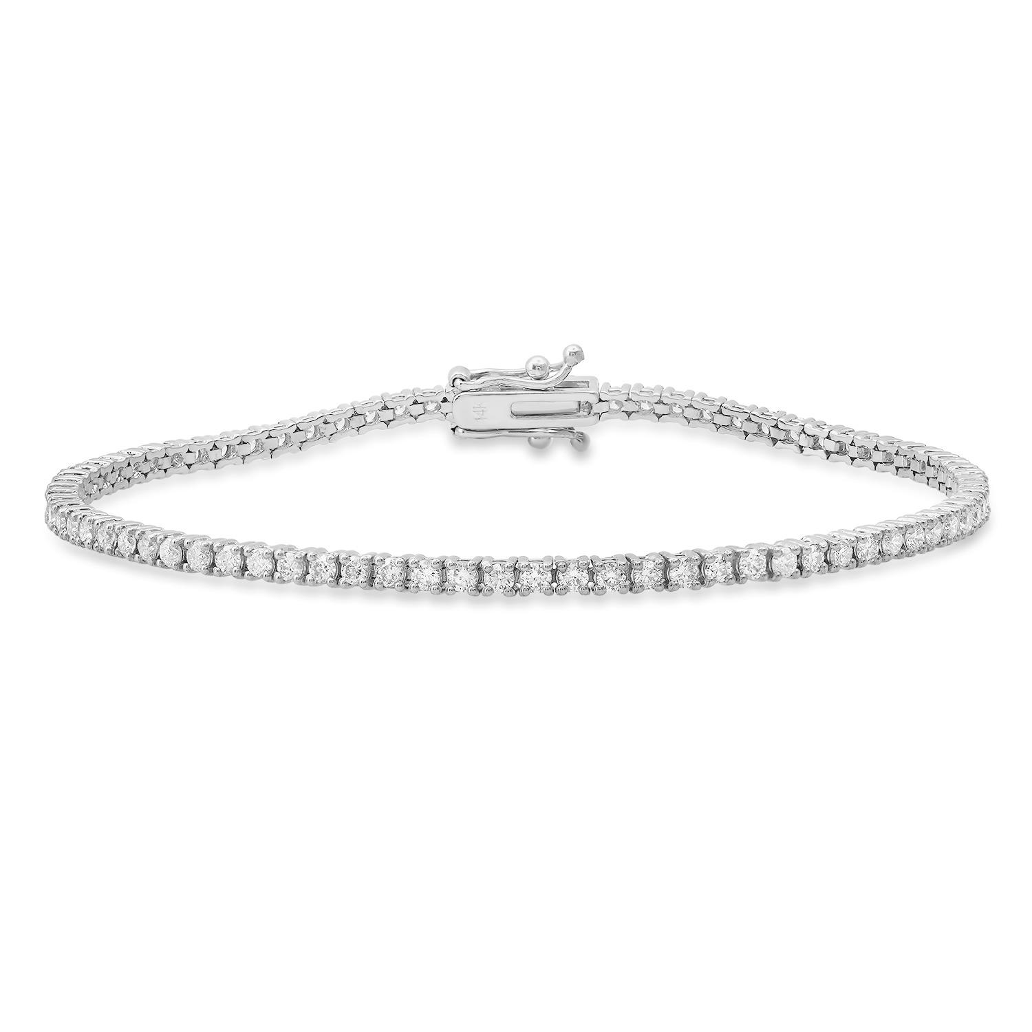 14K White Gold Setting with 2.55ct Diamond Tennis Bracelet