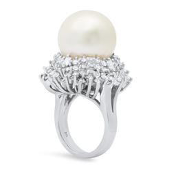 14K White Gold with 15MM South Seas Pearl and 1.76ct Diamond Ring