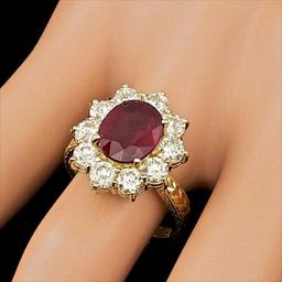 14K Yellow Gold 2.69ct Ruby and 2.08ct Diamond Ring