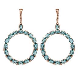 14k Rose Gold 32.14ct Aquamarine 0.80ct Diamond Earrings