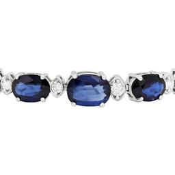 14k White Gold 13.63ct Sapphire 0.57ct Diamond Bracelet