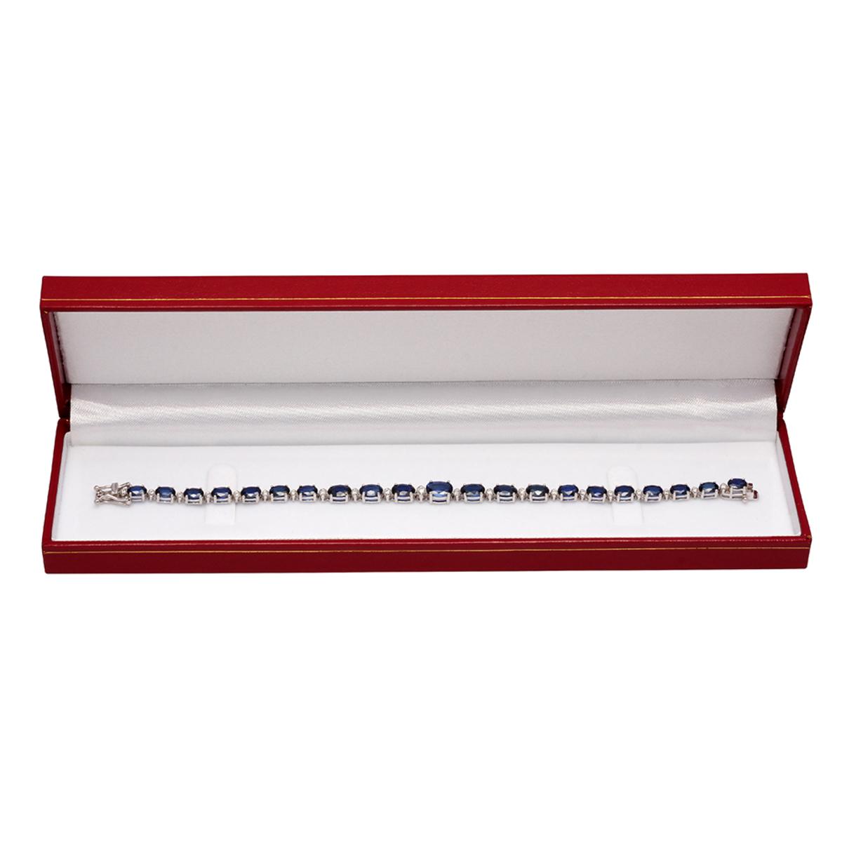 14k White Gold 13.63ct Sapphire 0.57ct Diamond Bracelet