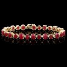 14K Gold 22.95ct Ruby 1.06ct Diamond Bracelet