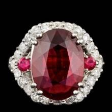 14K White Gold 7.51ct Ruby and 1.26ct Diamond Ring