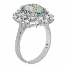 14k White Gold 3.33ct Aquamarine 0.67ct Diamond Ring