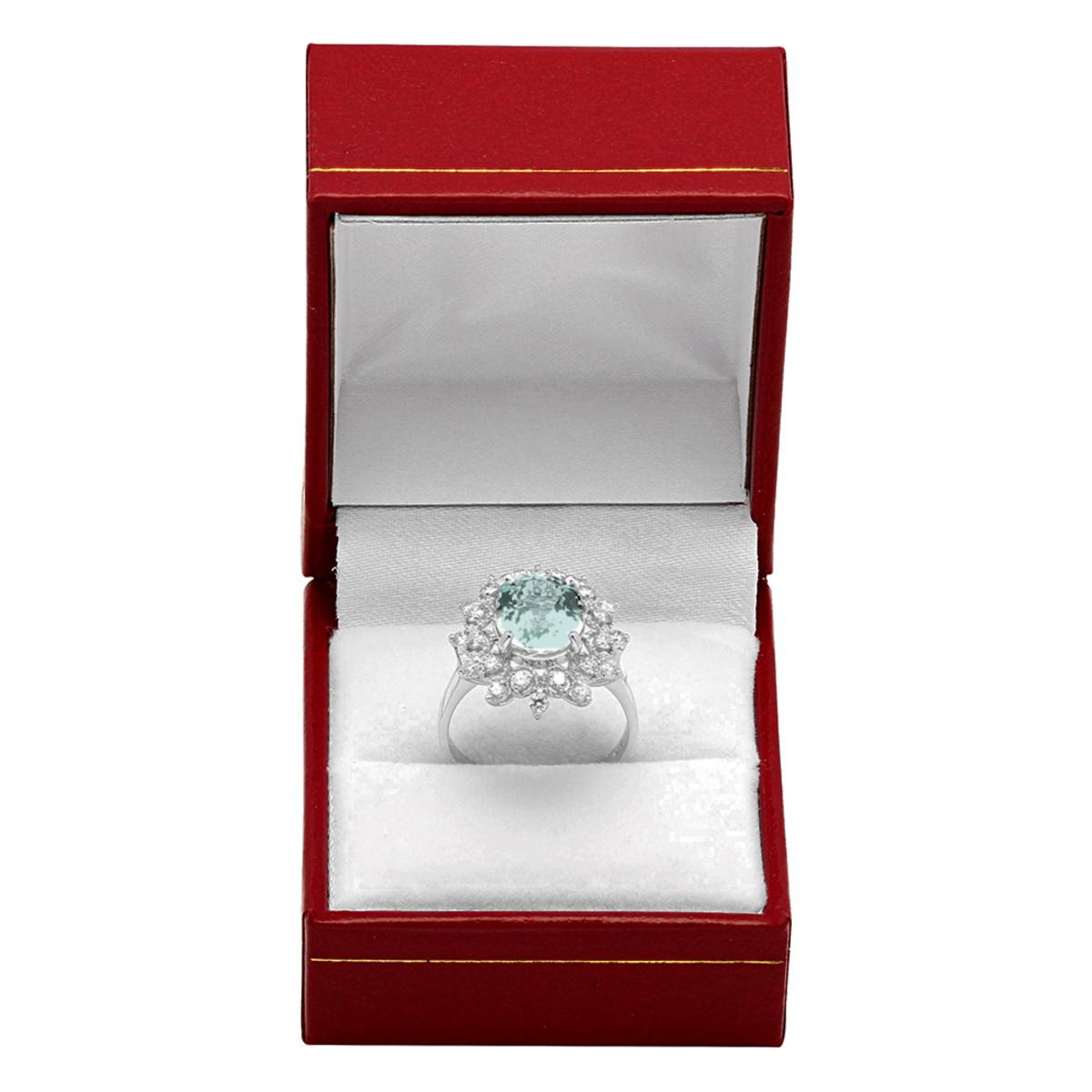 14k White Gold 3.33ct Aquamarine 0.67ct Diamond Ring