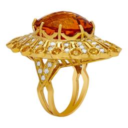 14k Yellow Gold 18.10ct & 0.80ct Citrine 1.13ct Diamond Ring