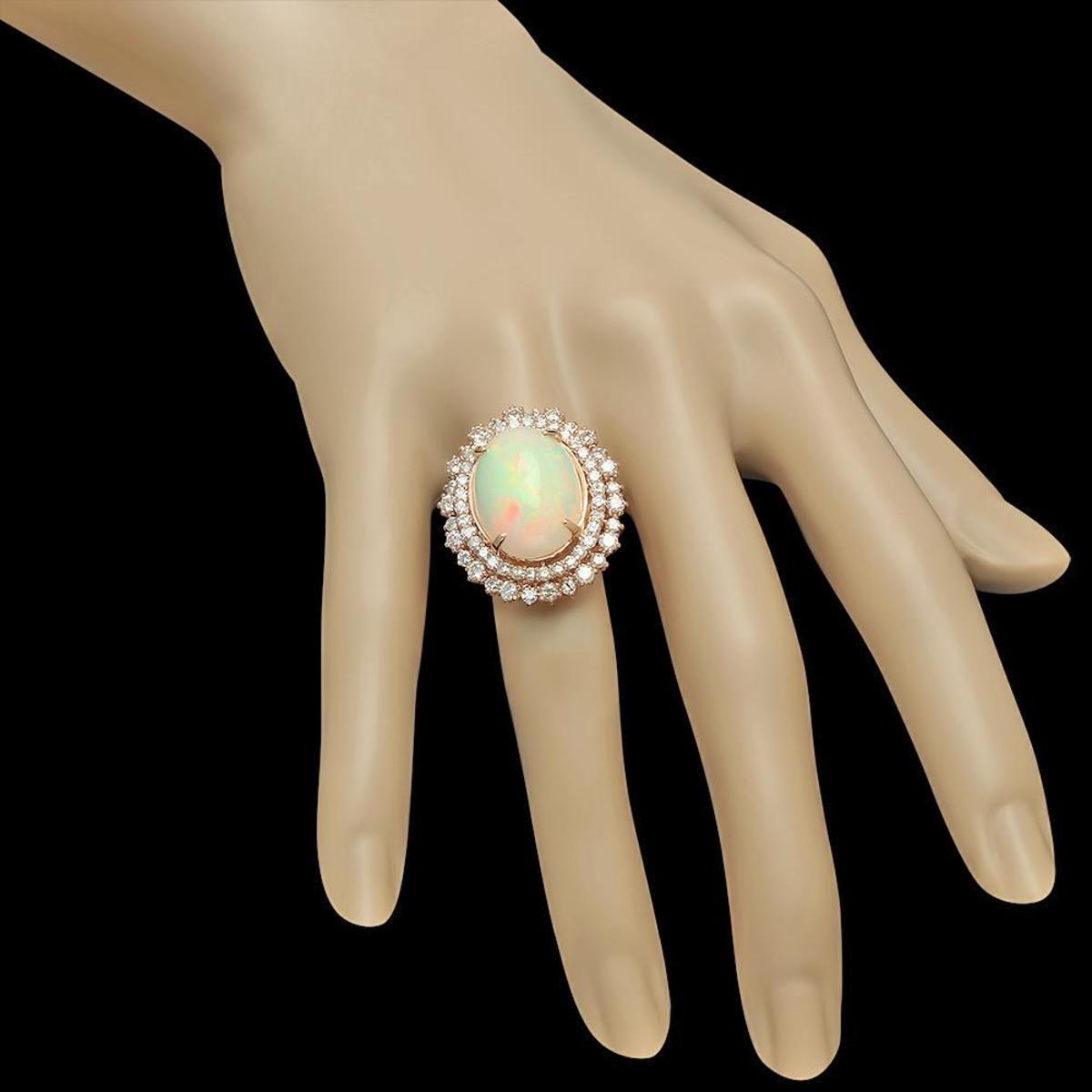 14K Rose Gold 7.60ct Opal and 2.09ct Diamond Ring