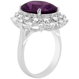 14k White Gold 6.29ct Amethyst 0.78ct Diamond Ring