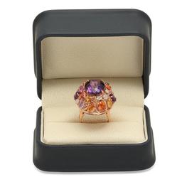 14K Rose Gold 8.55ct Amethyst 6.46ct Sapphire and 0.79ct Diamond Ring