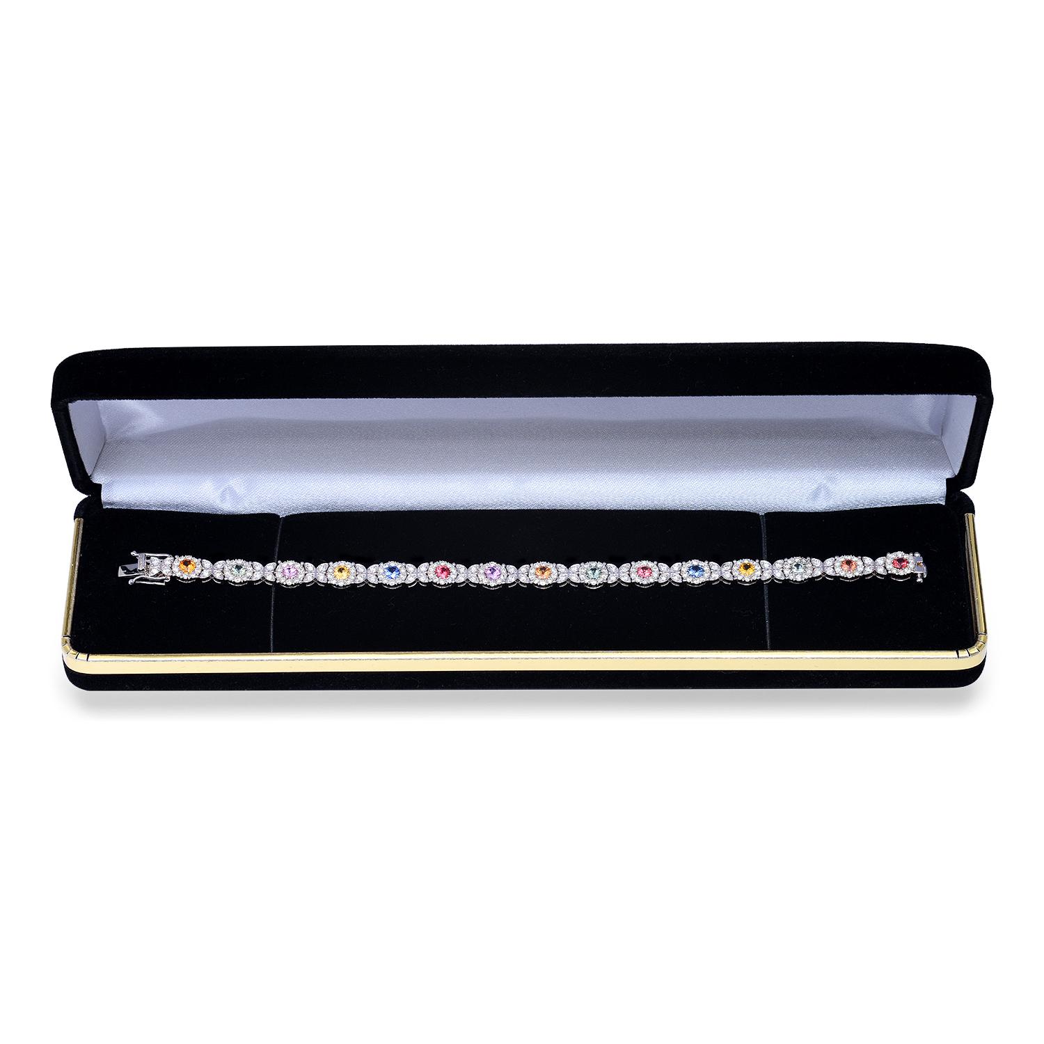 14K White Gold Setting with 3.02ct Sapphire and 3.37ct Diamond Bracelet