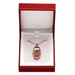 14k Rose Gold 11.96ct Morganite 1.25ct Diamond Pendant