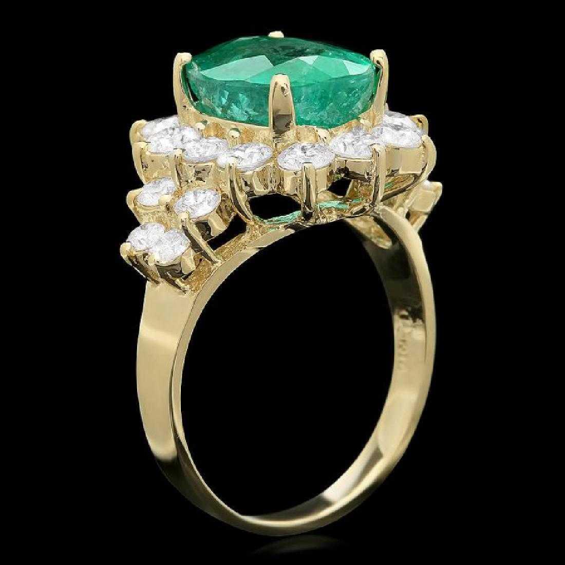 14K Yellow Gold 3.78ct Emerald and 1.69ct Diamond Ring