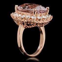 14K Rose Gold 13.02ct Kunzite and 2.17ct Diamond Ring