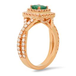 18K Rose Gold Setting with 0.53ct Emerald and 1.1ct Diamond Ring