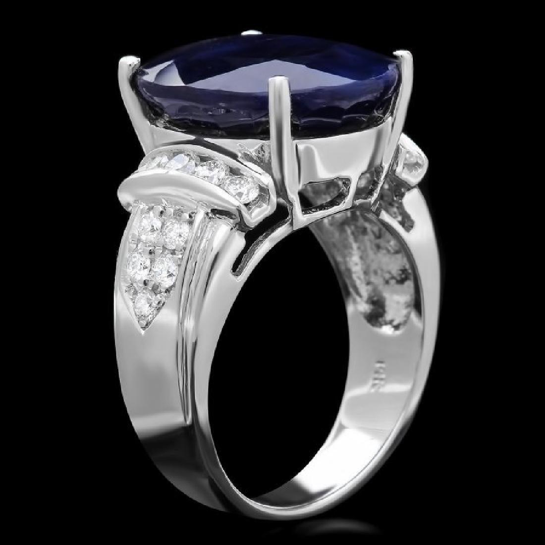 14K White Gold 13.35ct Sapphire and 0.30ct Diamond Ring