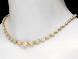 14K Yellow Gold 18.87ct Opal and 1.09ct Diamond Necklace