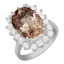 14k White Gold 6.38ct Morganite 1.19ct Diamond Ring