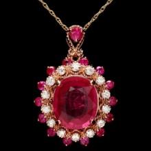 14K Gold 4.82ct Ruby 0.36ct Diamond Pendant