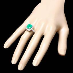 14K White Gold 3.62ct Emerald and 0.80ct Diamond Ring