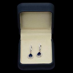 14K White Gold 1.90ct Sapphire and 1.52ct Diamond Earrings