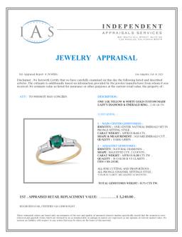 14K Yellow Gold Setting with 0.45ct Emerald and 0.30ct Diamond Ladies Ring