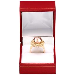 14k Yellow Gold 6.33ct Morganite and 0.80ct Diamond Ring