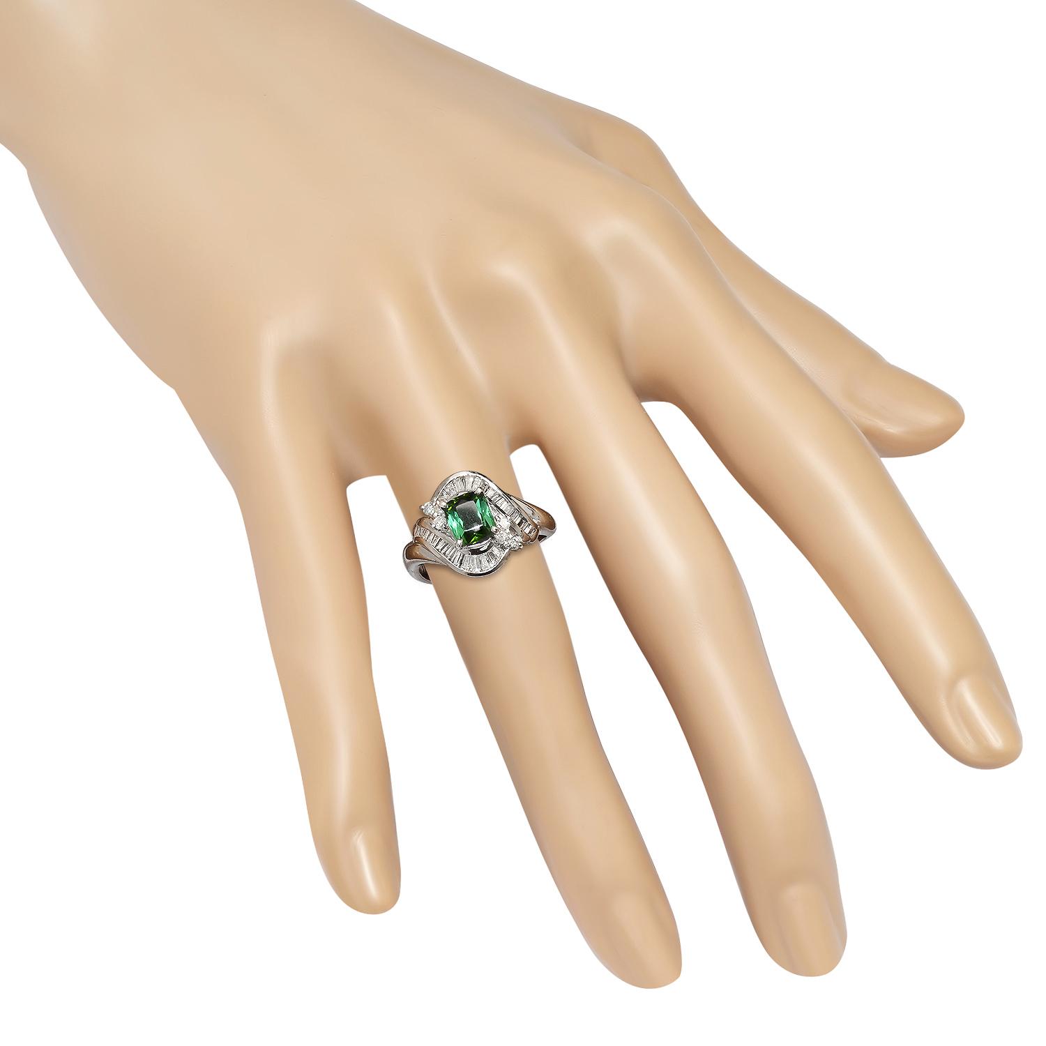 Platinum Setting with 1.35ct Tourmaline and 0.60ct Diamond Ladies Ring