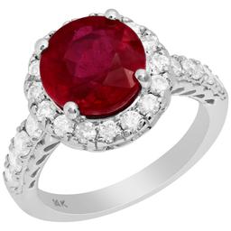 14k White Gold 4.48ct Ruby 0.87ct Diamond Ring