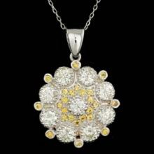 14K Gold 0.61ct Sapphire 2.68ct Diamond Pendant