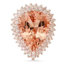 14K Rose Gold with 17.40ct Morganite and 2.36ct Diamond Ladies Ring