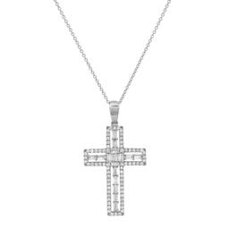 18K White Gold Setting with 0.73ct Diamond Cross Pendant