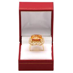 14k Yellow Gold 12.62ct Citrine 0.97ct Diamond Ring