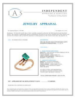 14K Yellow Gold Setting with 0.65ct Emerald and 0.18ct Diamond Ladies Ring