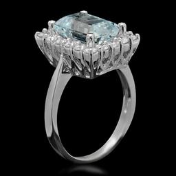 14K White Gold 3.50ct Aquamarine and 0.99ct Diamond Ring