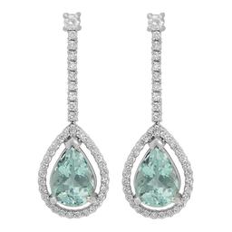 14k White Gold 6.95ct Aquamarine 0.88ct Diamond Earrings