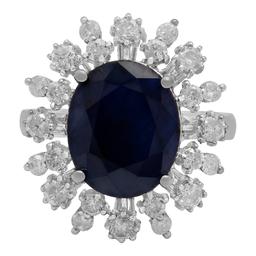 14k White Gold 6.17ct Sapphire 1.02ct Diamond Ring