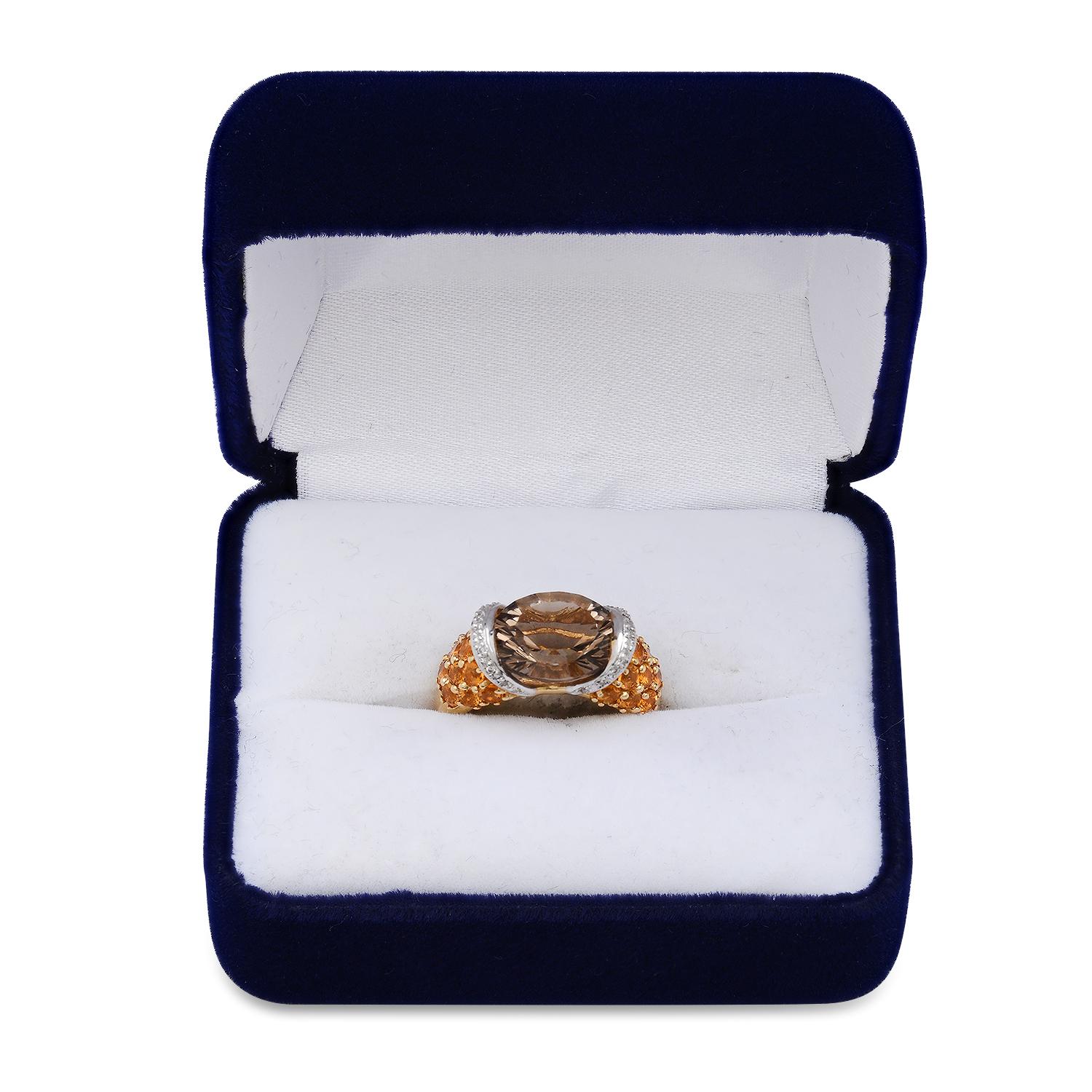 18K Yellow Gold Setting with 3.83ct Quartz, 0.53ct Citrine and 0.07ct Diamond Bellari" Designor Ring