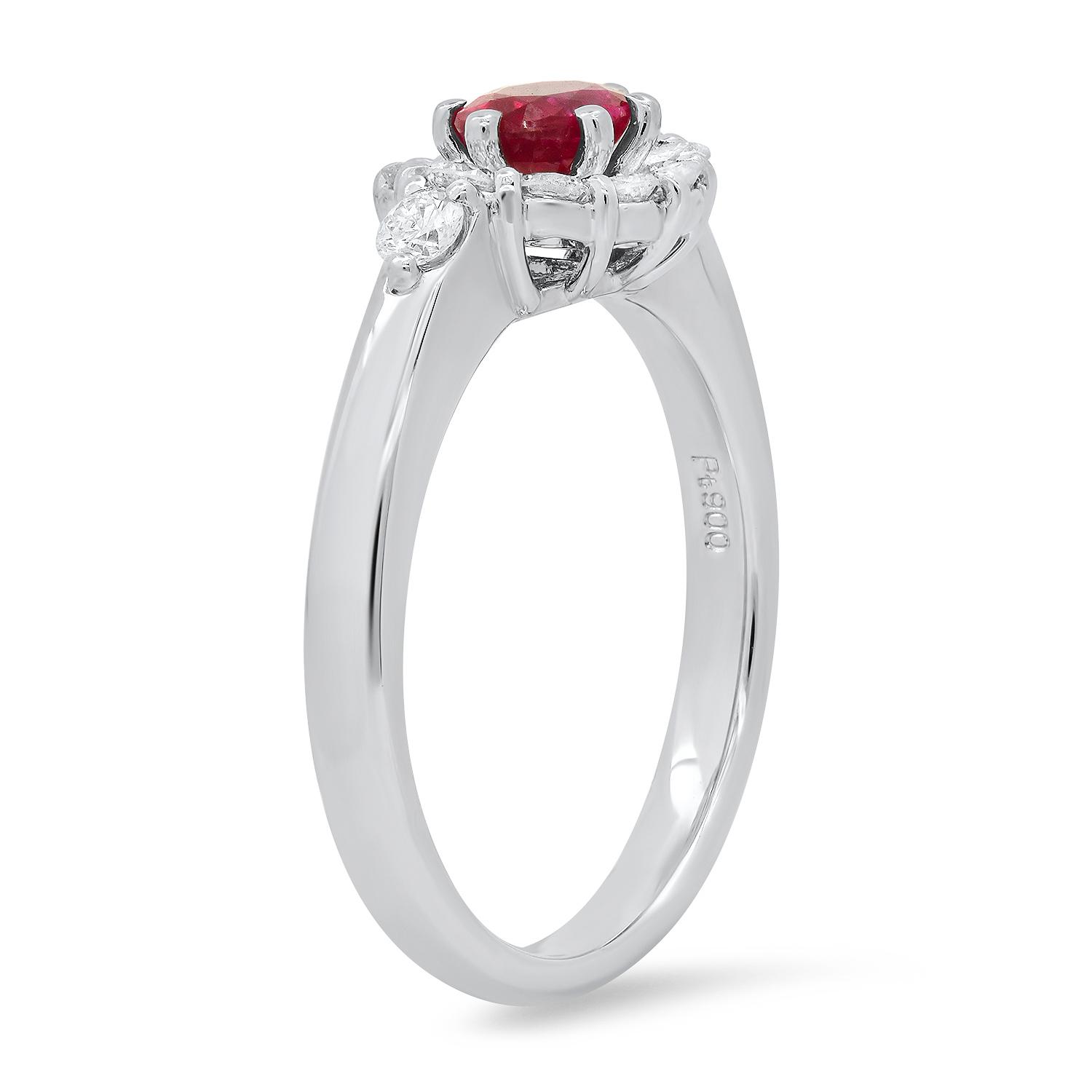 Platinum Setting with 0.52ct Ruby and 0.46ct Diamond Ladies Ring