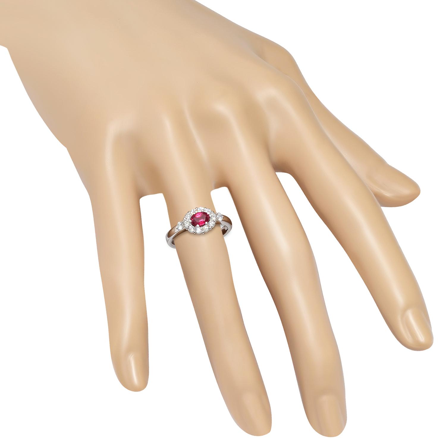 Platinum Setting with 0.52ct Ruby and 0.46ct Diamond Ladies Ring