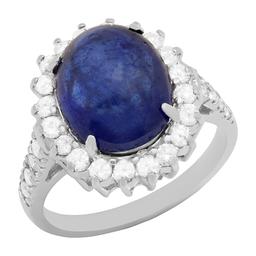 14k White Gold 11.50ct Sapphire 1.22ct Diamond Ring