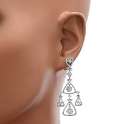 18K White Gold Setting with 2.95ct Diamond Ladies Earrings