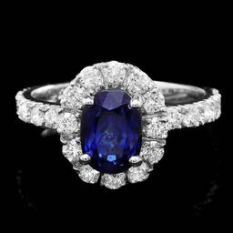 14K White Gold 2.28ct Sapphire and 0.96ct Diamond Ring