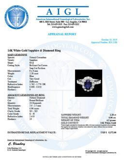 14K White Gold 2.28ct Sapphire and 0.96ct Diamond Ring