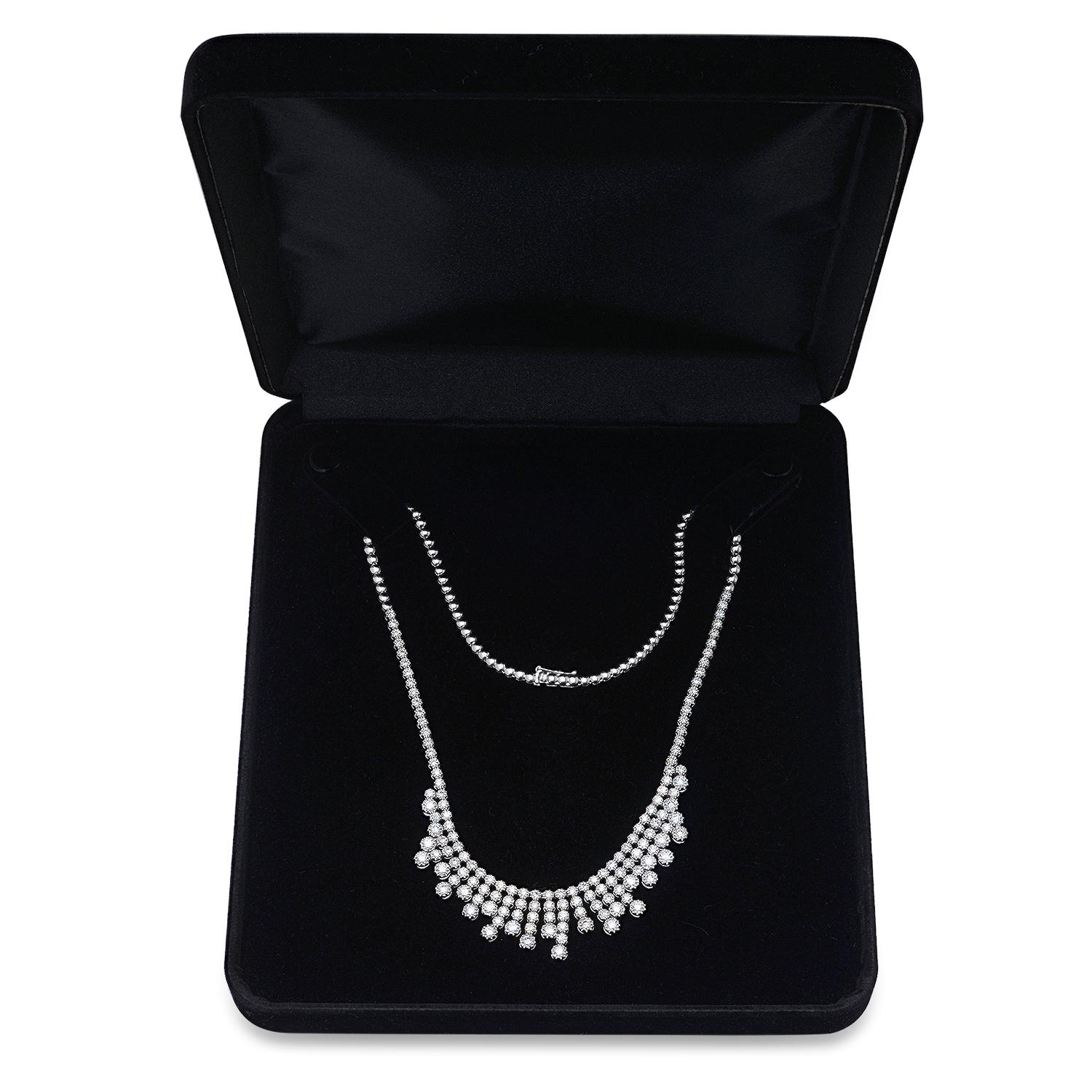 14K White Gold Setting with 7.28ct Diamond Necklace